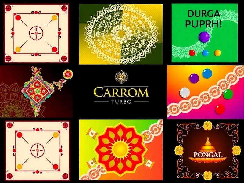 Carrom Turbo Regional Boards Collage of Carrom Turbo's regional boards including Durga Puja, Baisakhi, and Pongal themes