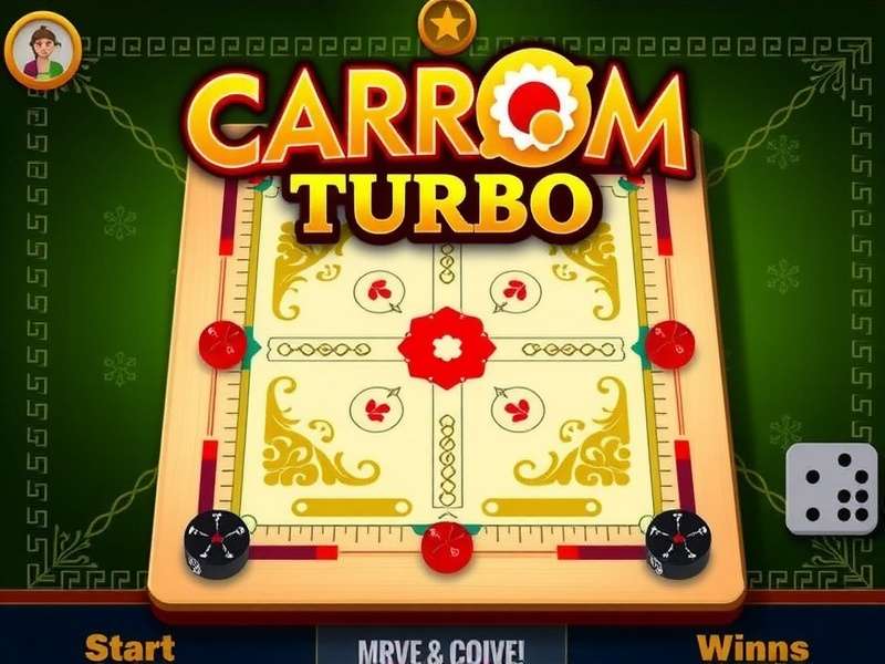 Carrom Turbo Official Cover Carrom Turbo game cover featuring a vibrant digital carrom board with Indian motifs