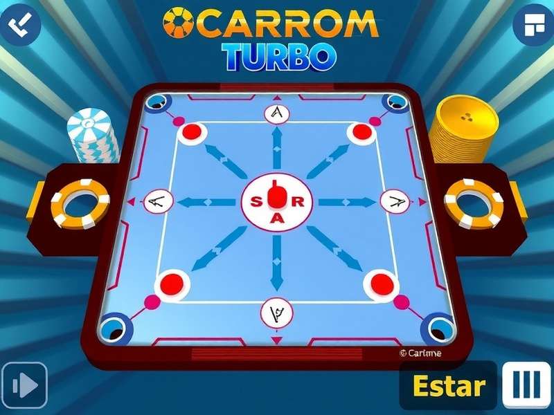 Carrom Turbo Gameplay Carrom Turbo gameplay screenshot showing a digital carrom board with players competing